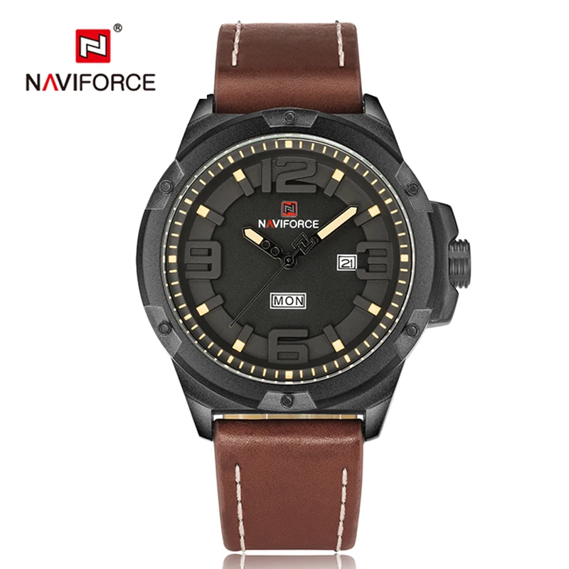 2019 NAVIFORCE часы мужские модные повседневные кварцевые наручные Дата Неделя задняя