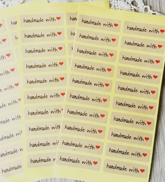 100 шт./лот "Hand made with heart" крафт-бумага Уплотнительная наклейка s для изделий ручной работы diy хлебобулочная упаковка маркировочная клейкая этикетка