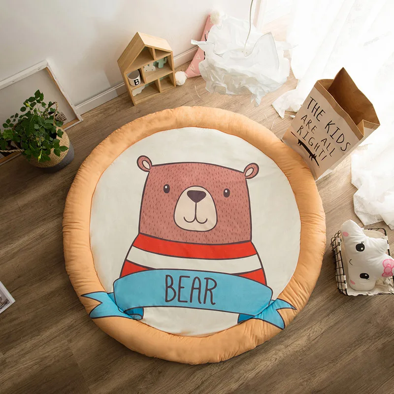 Bear Детский игровой коврик толстый мягкий хлопковый развивающий коврик для ребенка милый мультфильм округлость коврик для детей детские развивающие игры ковер для младенцев - Цвет: Bear