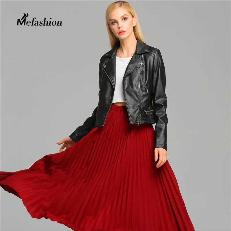 Mefashion Новая Осень Высокой Уличной Моды женщин Короткие Мыть PU Кожаная Куртка На