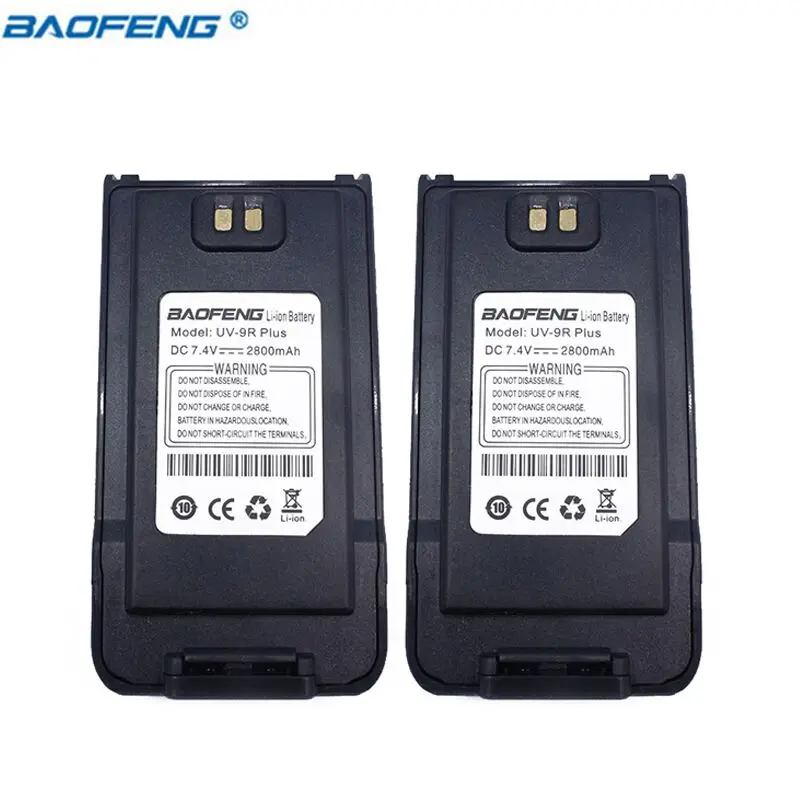 2 шт. Baofeng UV 9R Plus DC 7 4 V 2800mAh литий ионный аккумулятор для водонепроницаемого UV9R Walkie