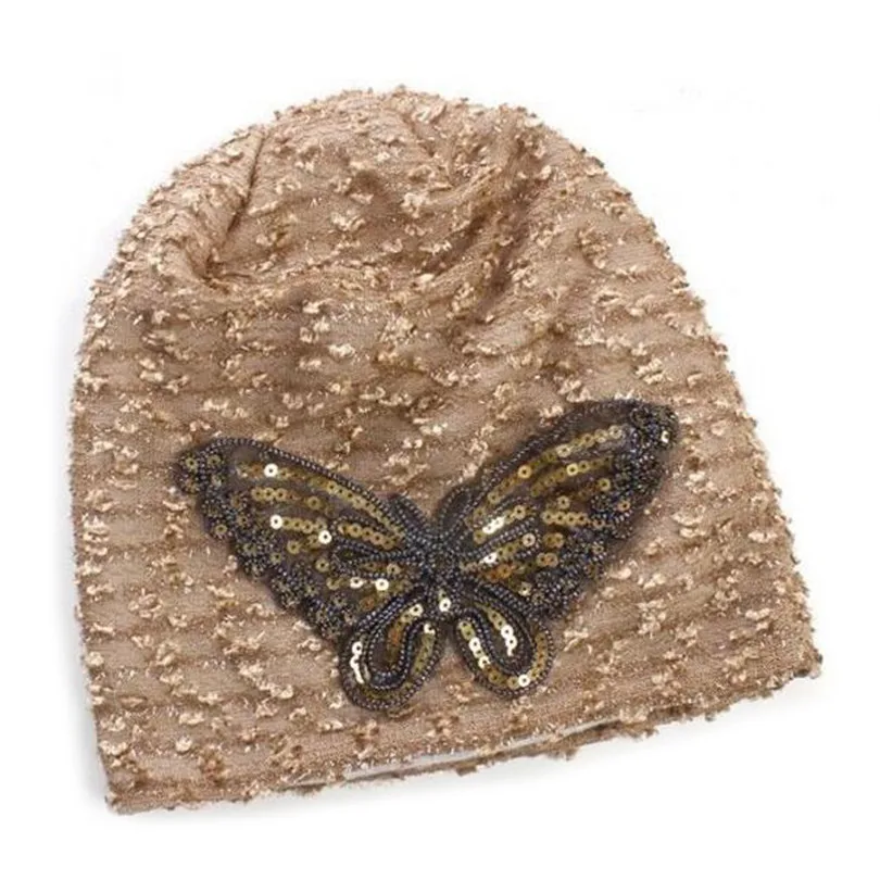 Женская Вязаная Шапка-бини CUHAKCI элегантная вязаная шапка с вышивкой узлом шапки