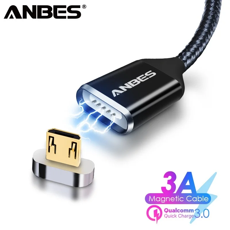 Магнитный кабель Micro USB ANBES для быстрой зарядки и передачи данных Xiaomi Huawei Android