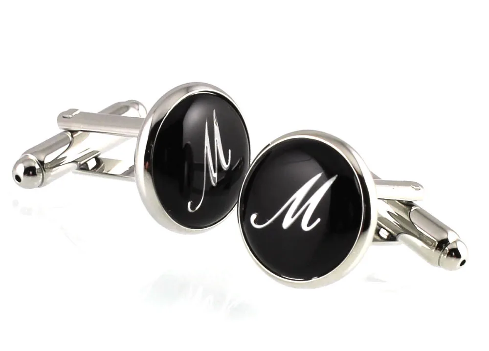Мужские Запонки с надписью Капитал Sunnylink серебристо-черные запонки M3233 15 мм M N O P Q R