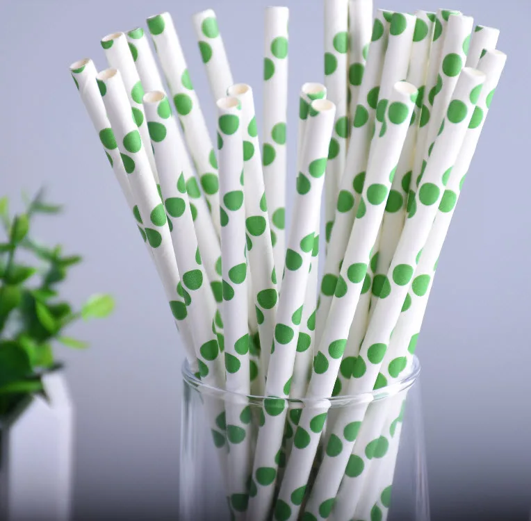 25 шт./лот зеленая тема бумажные соломинки с днем рождения Свадьба Декоративные