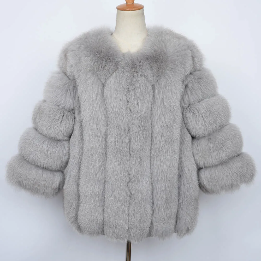 Jancoco Max опт/розница 10 цветов женская меховая куртка из натурального Лисьего меха или женская зимняя Модная Меховая куртка S1589 - Цвет: Light Grey