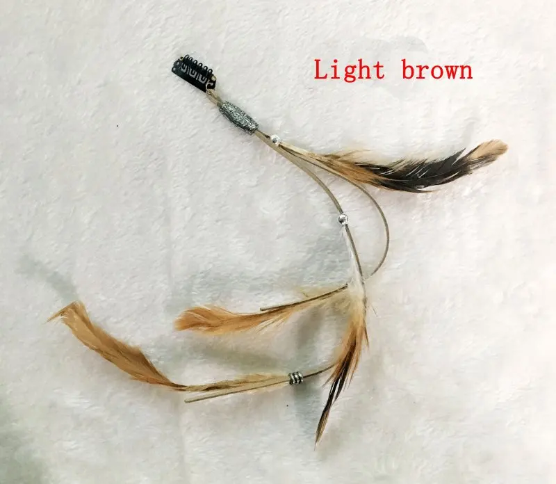 Light Brwon Заколки-перья для волос, кожа, модные натуральные перья, заколки для волос, головной убор, свадебные головные уборы, аксессуары для волос - Цвет: Light Brwon