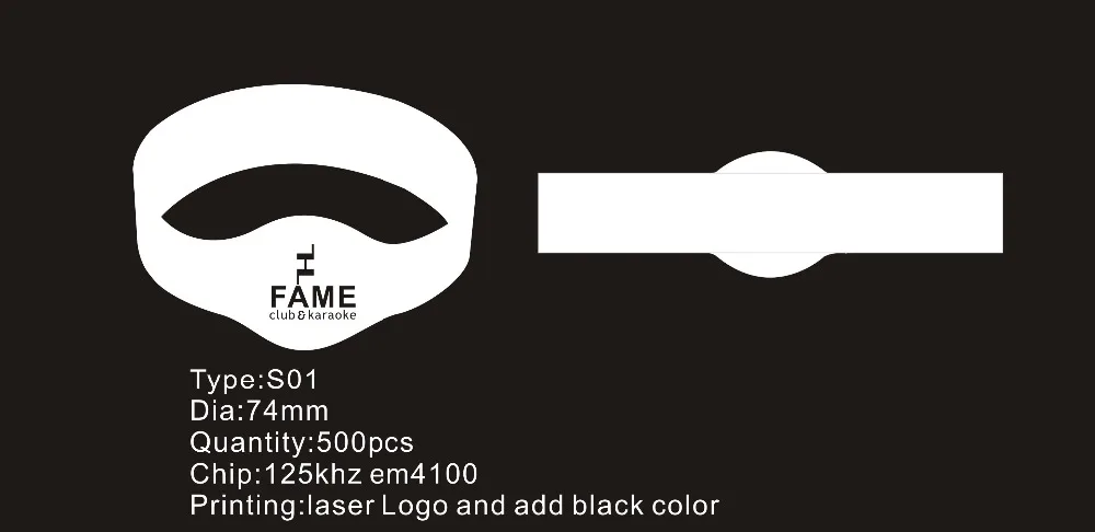 500pcs custom printing logo silicone wristband with 125khz EM4100 chip