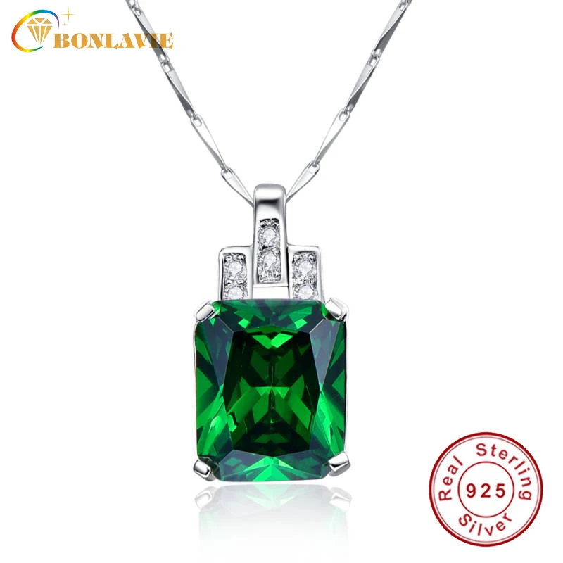 BONLAVIE 2017 роскошное 6 95ct Изумрудное квадратное ожерелье с подвеской из чистого