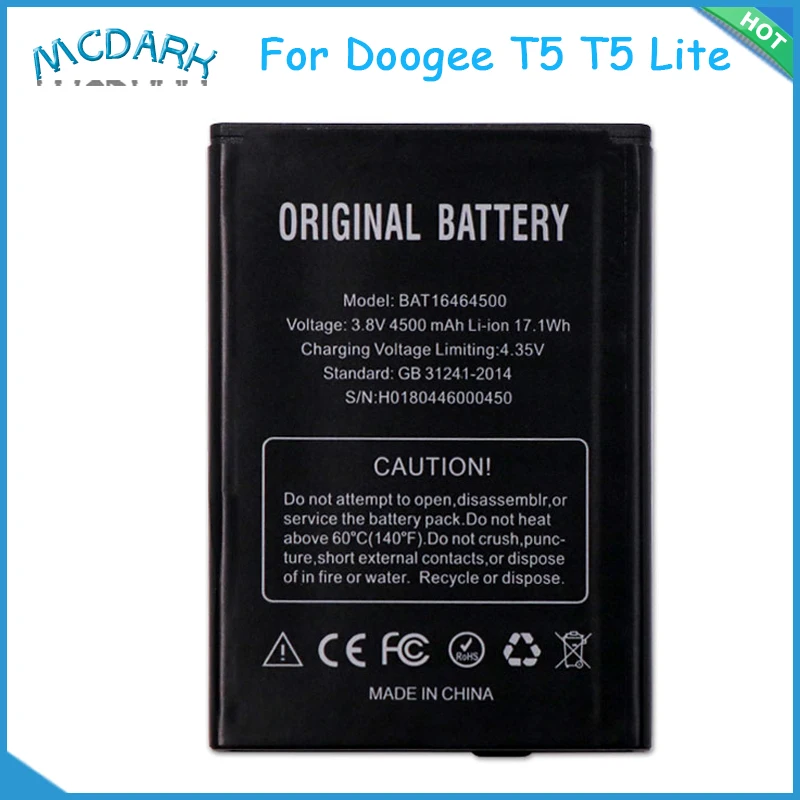 Аккумулятор Для DOOGEE T5 lite аккумулятор батарея BAT16464500 4500 мАч|Аккумуляторы для