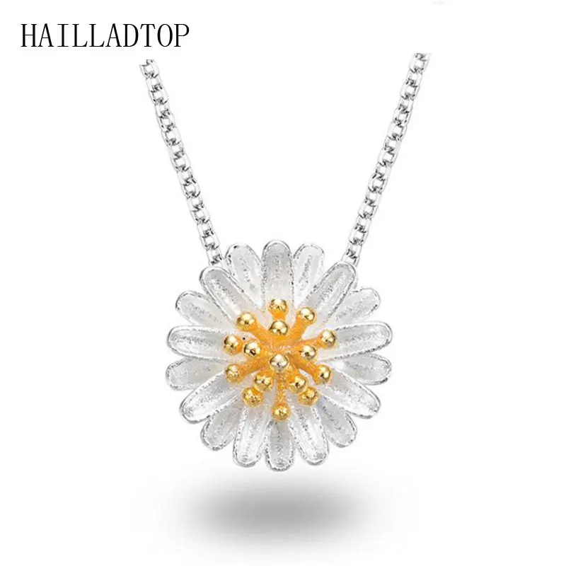 Посеребренные колье с кулоном ромашками и подвески маленькие подсолнухи Гербера