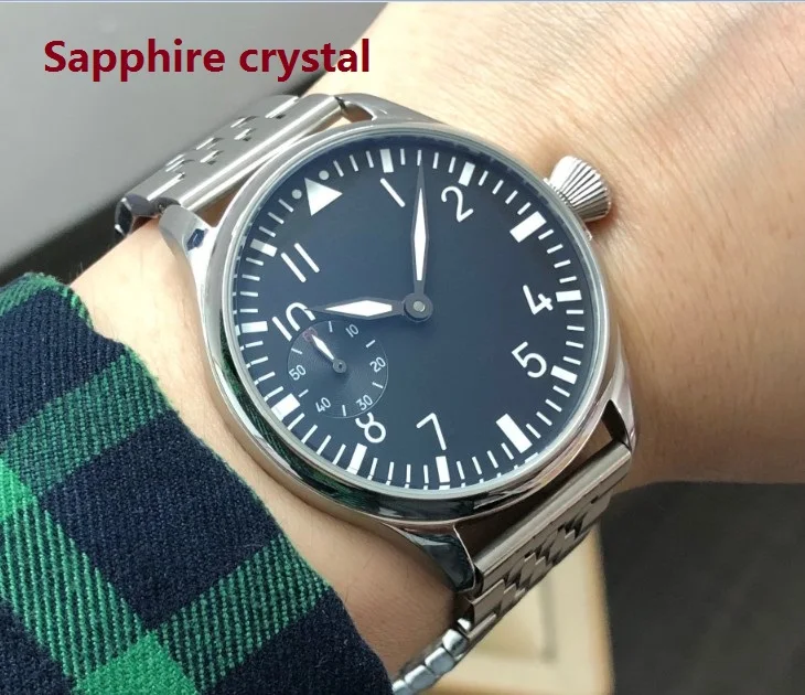 

Sapphire crystal 44mm GEERVO Asian 6497 17 jewels Mechanical Hand Wind movement men's watch luminous Mechanical watches g293-8