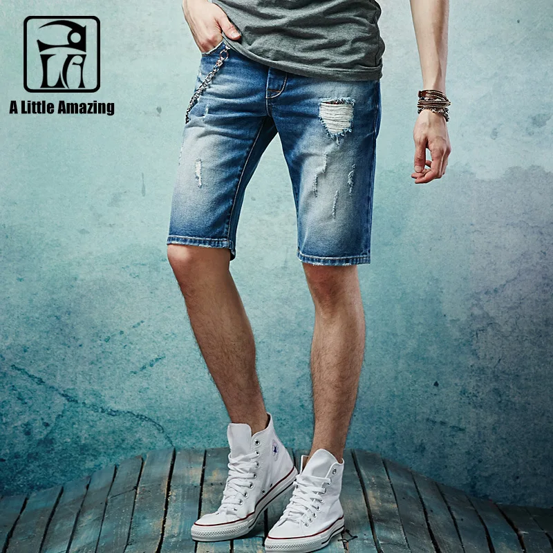 Новые летние брендовые джинсы Мужские повседневные мужские шорты штаны тонкие