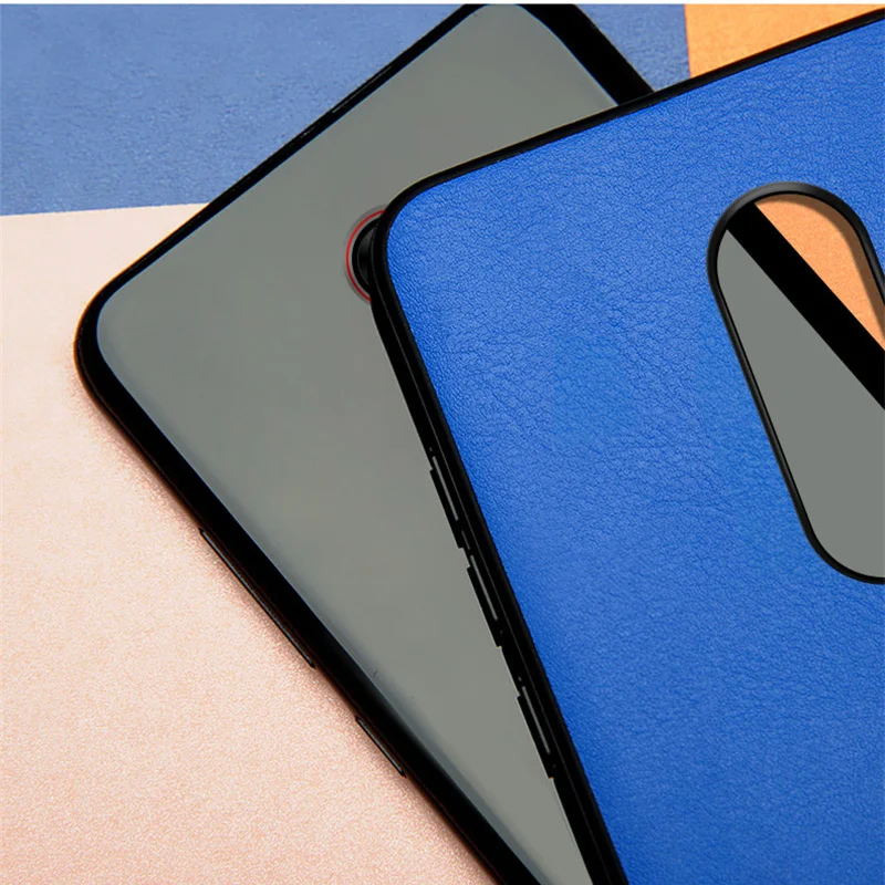 Poco F1 Case For Xiaomi Pocophone Pu Leather Back Cover Business Two Tone Orange Dark Blue Pink |