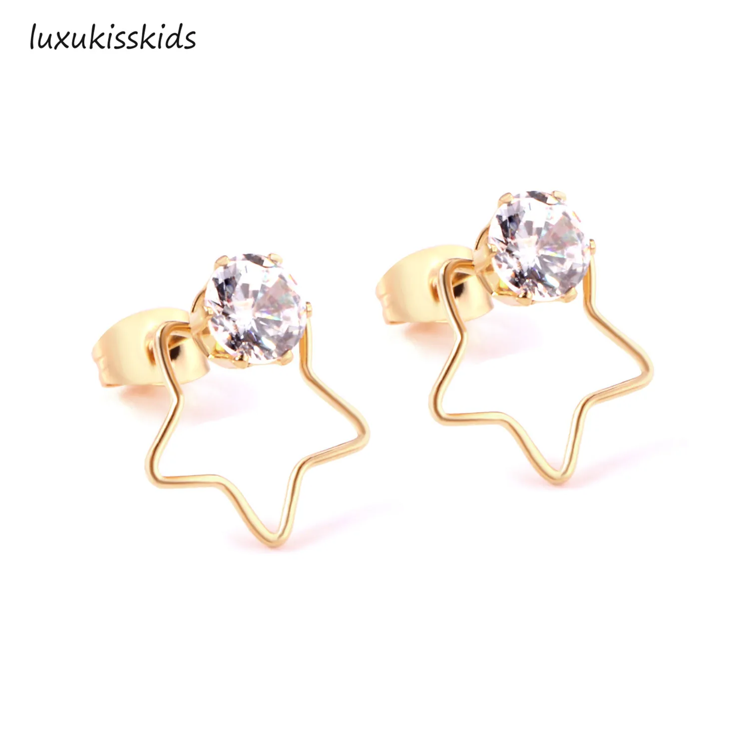 LUXUKISSKIDS корейский Циркон ювелирные изделия золото/сталь Сердце Звезда маленькие