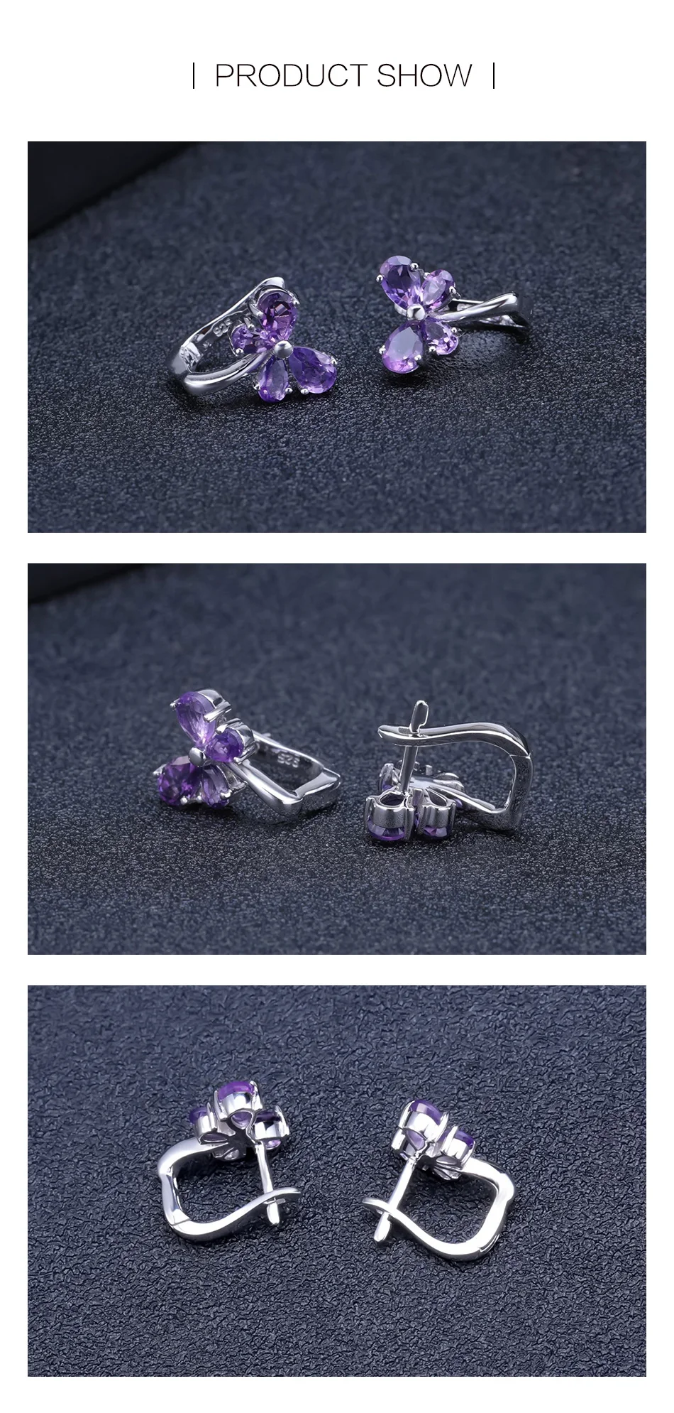 GEM'S BALLET 2.30Ct натуральный аметистовый драгоченный камень 925 пробы Серебряный Винтаж бабочка серьги гвоздики для женщин подарок ювелирные изделия