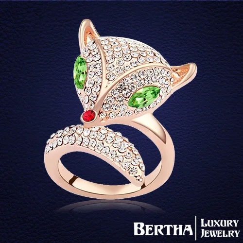 Женское Обручальное кольцо с кристаллами Сваровски золотистого цвета|ring crystal|fox