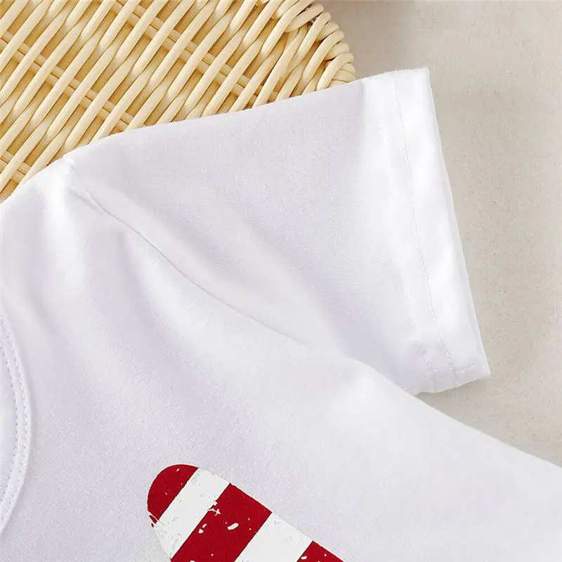 2019 Baby Boys Girls Clothes Set Summer Toddler Unisex Kid Outfit Fourth of July T-shirt+Denim Shorts Children Clothing 2pcs | Детская