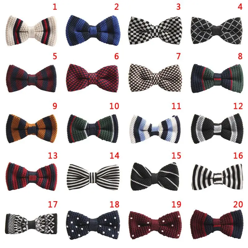 Новое поступление мужской галстук-бабочка в полоску вязанный предварительно