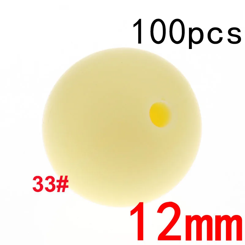 33cream yellow Fkisbox 100 шт Силиконовые Детские Прорезыватели для зубов Круглые 12 мм силиконовые жевательные перлы свободные бусины Силиконовые Прорезыватели для зубов Bpa бесплатно - Цвет: 33cream yellow