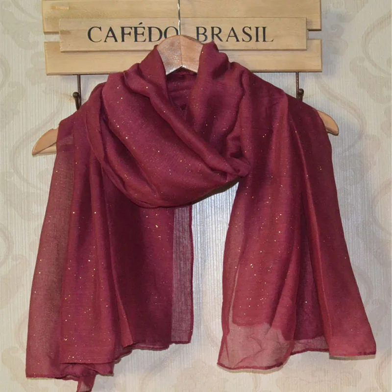 Winter fashion viscose scarf glitter shawl flash plain Plain hijab headwear Muslim shawls and wraps |