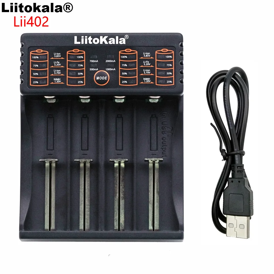 Liitokala Lii 100 lii 202 402 1.2 В/3 В/3.7 В/4.25 В 18650/26650/18350 /16340/18500/AA/AAA NiMH литиевая батарея зарядное