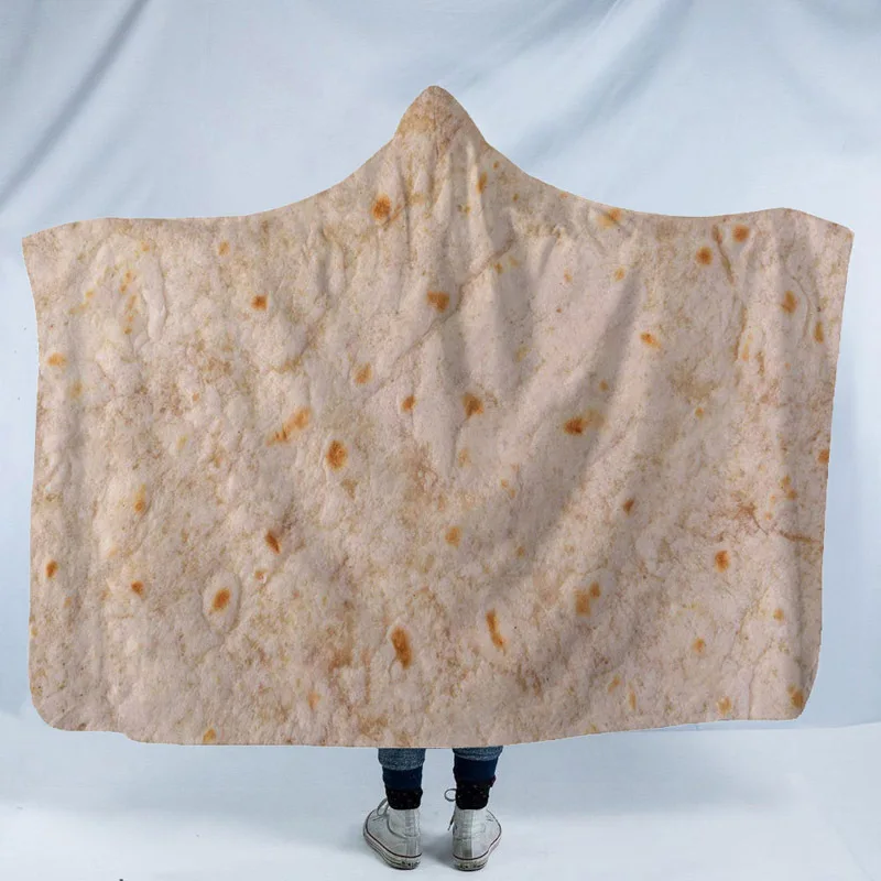 Burrito Tortill 3D плюшевое одеяло с капюшоном для взрослых, молодых детей, теплое переносное Флисовое одеяло для дома, офиса, моющееся