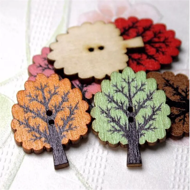 20 шт. Необычные объемные смешанные елочные деревянные пуговицы аксессуары для