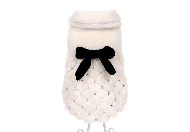 HOOPET Pet Clothes Elegant Luxury Fur Winter Overcoat Small Dog Cat Clothes Bowknot Chihuahua