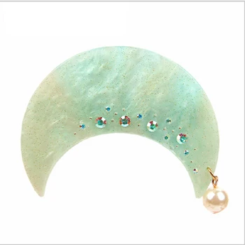 Высокий класс Moon французские заколки для волос, стразы, краб, bijoux femme, ацетат, заколки для волос, заколки, аксессуары для женщин - Окраска металла: green hair clips