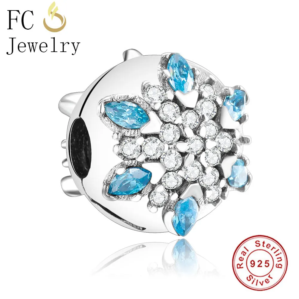 Winter Collection 925 Sterling Silver Amusement Snowflake Clip Charm Fits Original Charms Bracelet Bead DIY Berloque | Украшения и