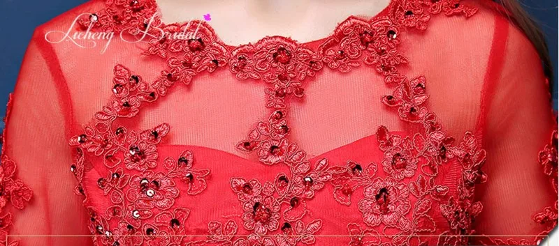 LiCheng Bridal длинные рукава выпускного вечера dress бисера пром платья короткие A-Line