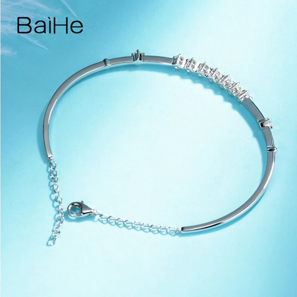 BAIHE, 14 к, белое золото, около 0.72CT, сертифицировано H/SI, настоящие натуральные бриллианты, обручение, для женщин, модный, ювелирный браслет