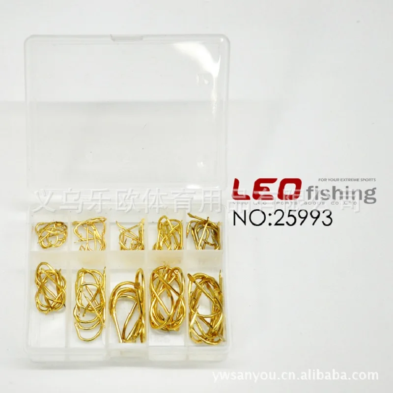 LEO 100 штук/кор. золотой рыболовный крючок для морской рыбалки рыболовная снасть