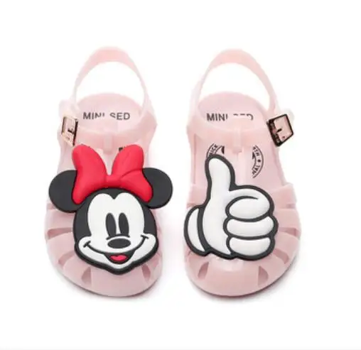 pink Melissa/сандалии с кристаллами для девочек; сезон лето; Новинка года; детская дышащая прозрачная обувь с сетчатыми отверстиями для девочек; сандалии для девочек - Цвет: pink