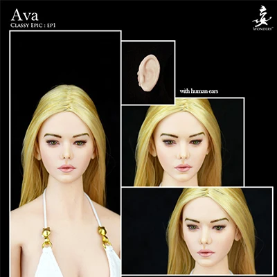 Ep01 Ava WONDERY 1/6 Ep01/Ep02 Daeris Ava Elf девушка голова лепить съемные уши for1: 6 женская фигура Кукла тело аксессуар - Цвет: Ep01 Ava