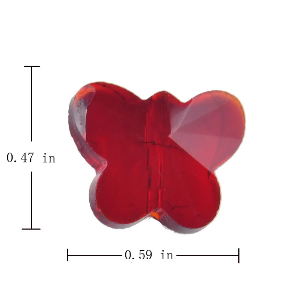200 шт. красная стеклянная лампа с кристаллами Бабочка бусины соединители 14 мм