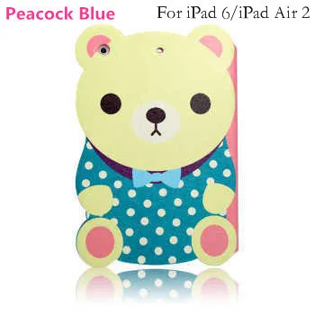 2015 New Cute Cool Bear Fashion Smart Sleep/Awake Function Flip stand Case Cover for iPad Air2 / 6 skin Shell kids | Компьютеры и офис