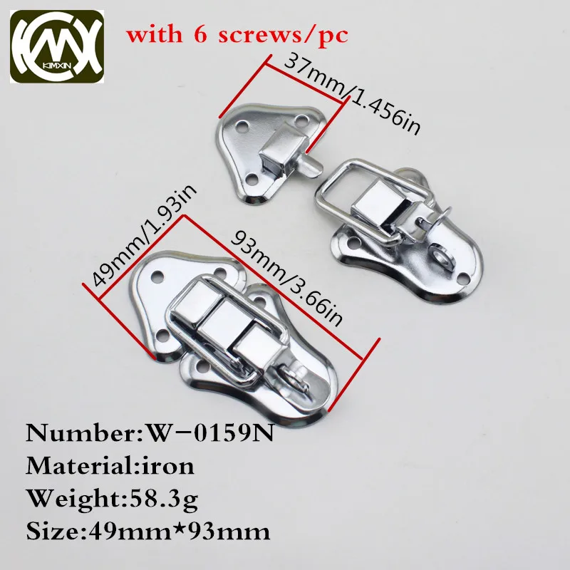 

5pc 49*93mm Iron Silver Luggage Guitar Musical Trolley Flight Case Button Knot Drawbolt Closure Latch For Gift Boxes KMX W-159N