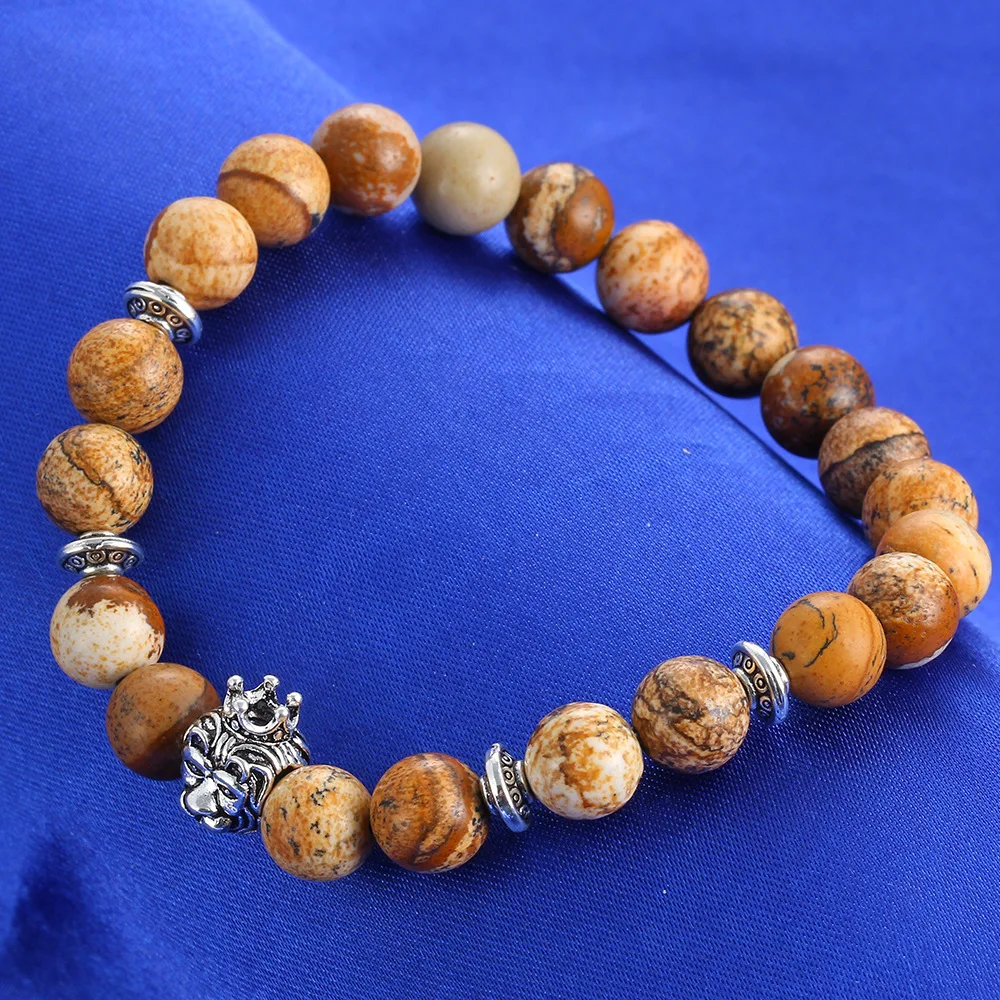 Натуральные камни подвеска Лев браслеты с украшением в виде короны модные бусы