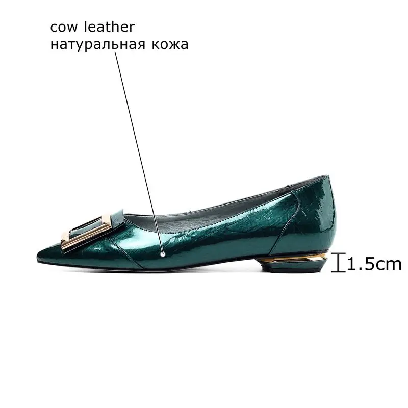 ALLBITEFO full genuine leather low-heeled comfortable office ladies shoes high quality women heels party women shoes size:33-43