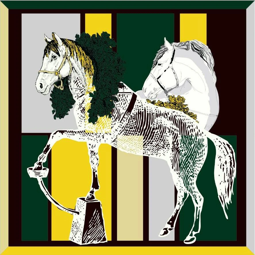 

Horse Print 100% Silk Twill Scarf Wraps Shawl Top Grade Hand Rolled Edges