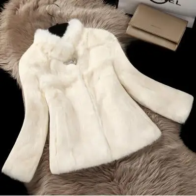 Beige Зимнее пальто из натурального кроличьего меха с блестящим украшением, куртка из натурального кроличьего меха, Заводская цветная куртка, большой размер, WSR194 - Цвет: Beige