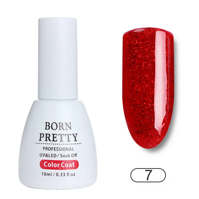 BP-07 BORN PRETTY 10 мл красный гель для ногтей с блестками Сияющий замачивающийся Маникюр УФ-Гель-лак для ногтей украшения аксессуаров - Цвет: BP-07