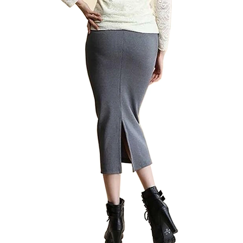 Женская длинная юбка карандаш LU356 осенняя сексапильная обтягивающая с шерстяной