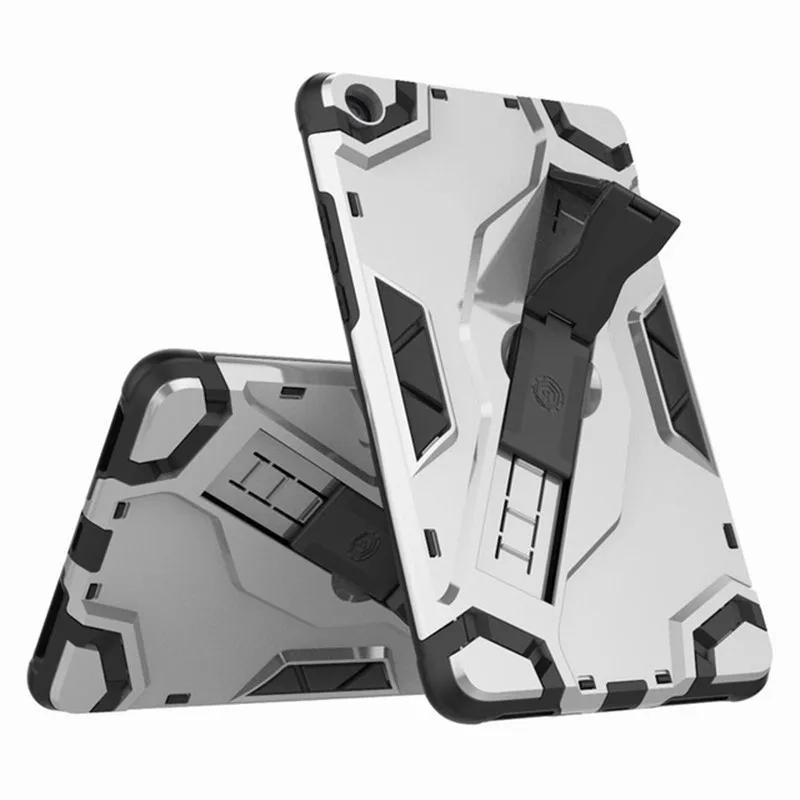 Чехол с ремешком на руку для Xiaomi mi Pad 4 mi Pad 4 8,0 TPU+ PC сверхмощный армированный гибридный прочный резиновый защитный чехол для планшета+ 3 в 1 - Цвет: Серебристый