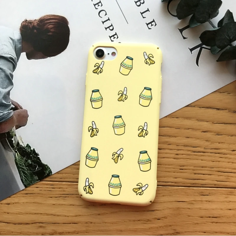 Розовый желтый банан чехол для fundas iphone 7 plus жесткий из поликарбоната Тонкий 6 6s s 8