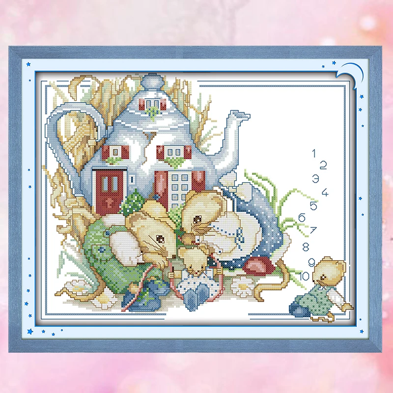 Joy Sunday подсчитанная мышь для вышивки крестиком Семейные мыши DMC14CT11CTcottonfabric neeldework