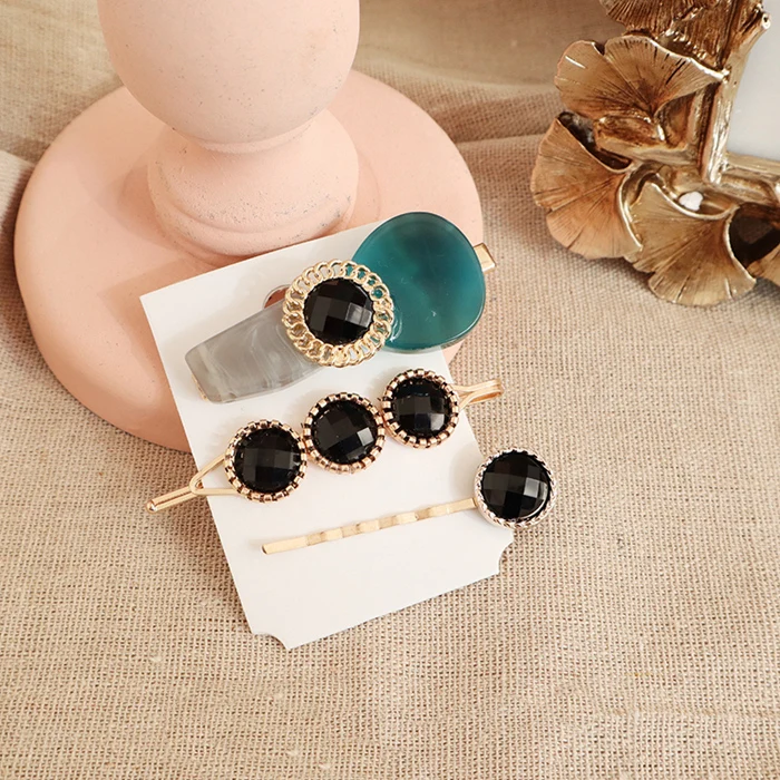 3pcs/set Fashion ins Korea Metal Gold Imitiation geometric Pearl Hair Clips for women hairpin barrett Accessories |