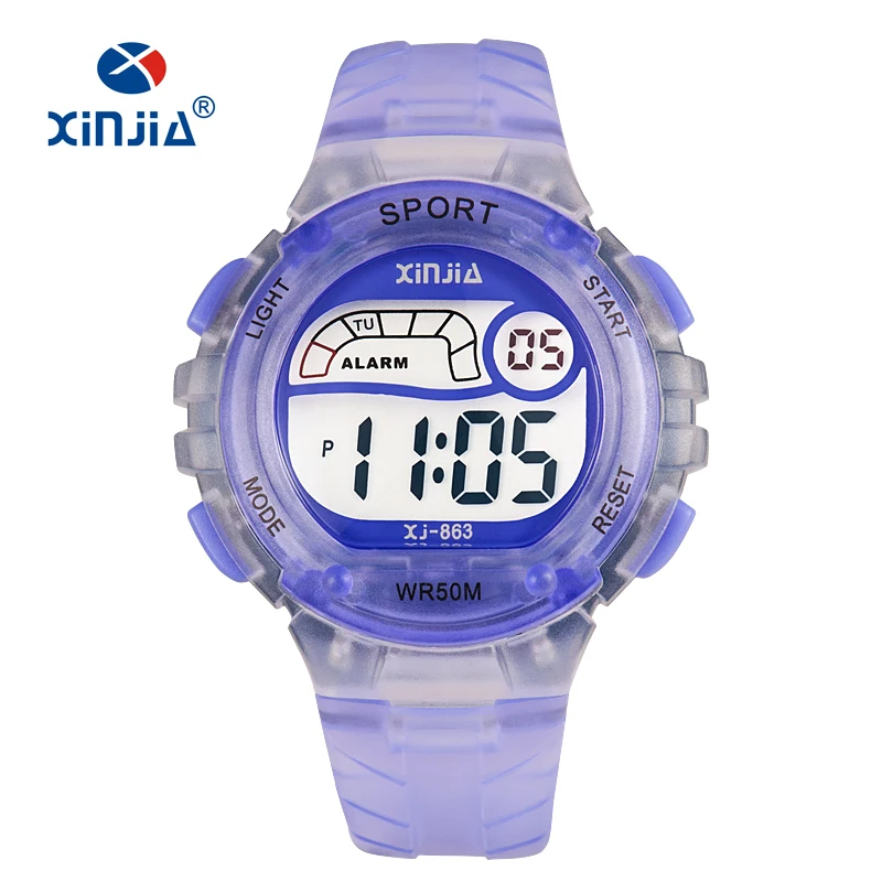 Children watch LED 5 ATM Digital Sports Relojes Mujer Boys girls fashion Kids Cartoon Jelly Waterproof Relogio Feminino - Цвет: 5155 Blue
